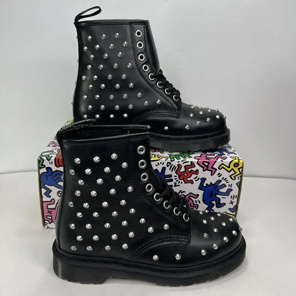 Dr. Martens 1460 Boots Wanama Studded Doc Black NEW Dr Mens Size 4 Womens Size 5